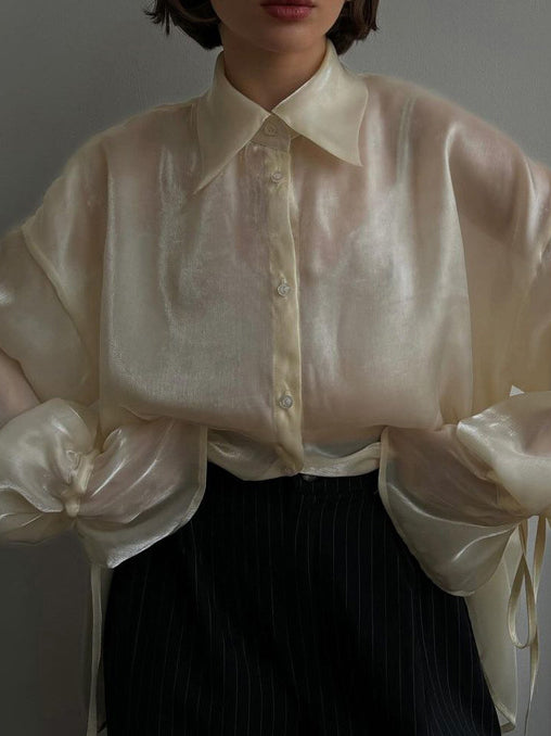 Hafif yarı şeffaf rayon polo tişört, Svelte Chic