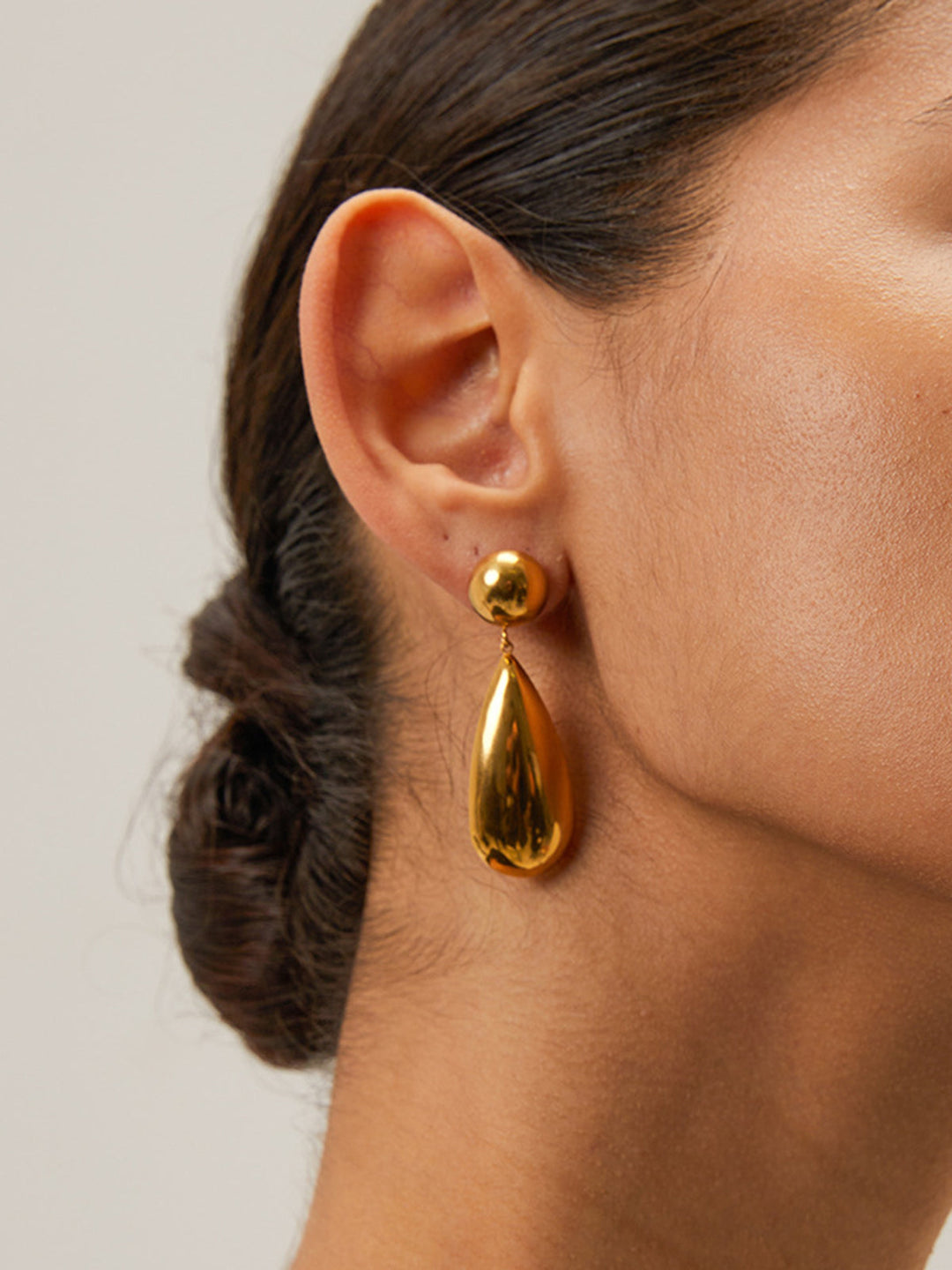 Su Damlası Küpeler, 18 ayar altın kaplama ve titanyum çelikten yapılmış