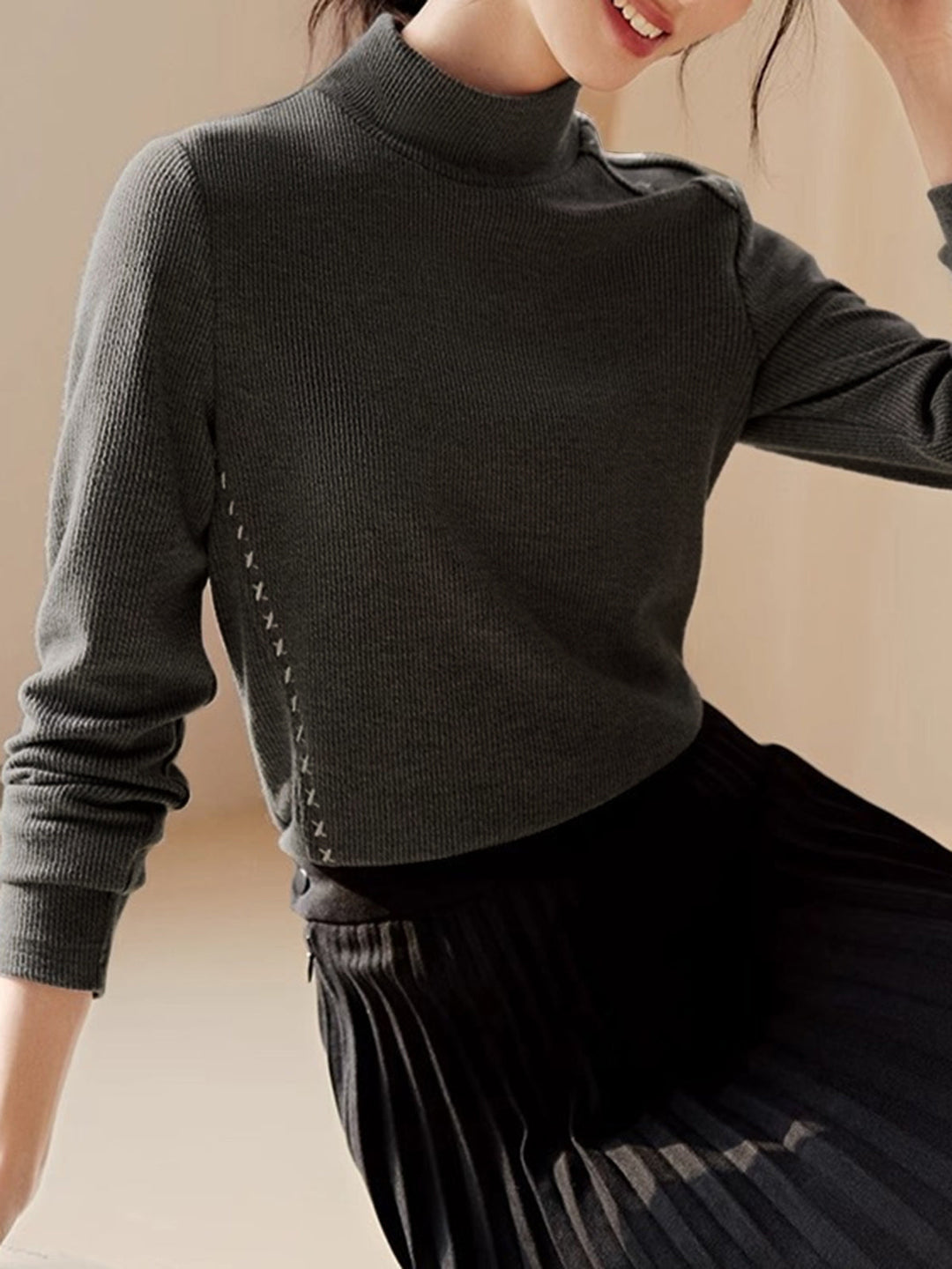 Baskılı dikişli ribana yaka tişört