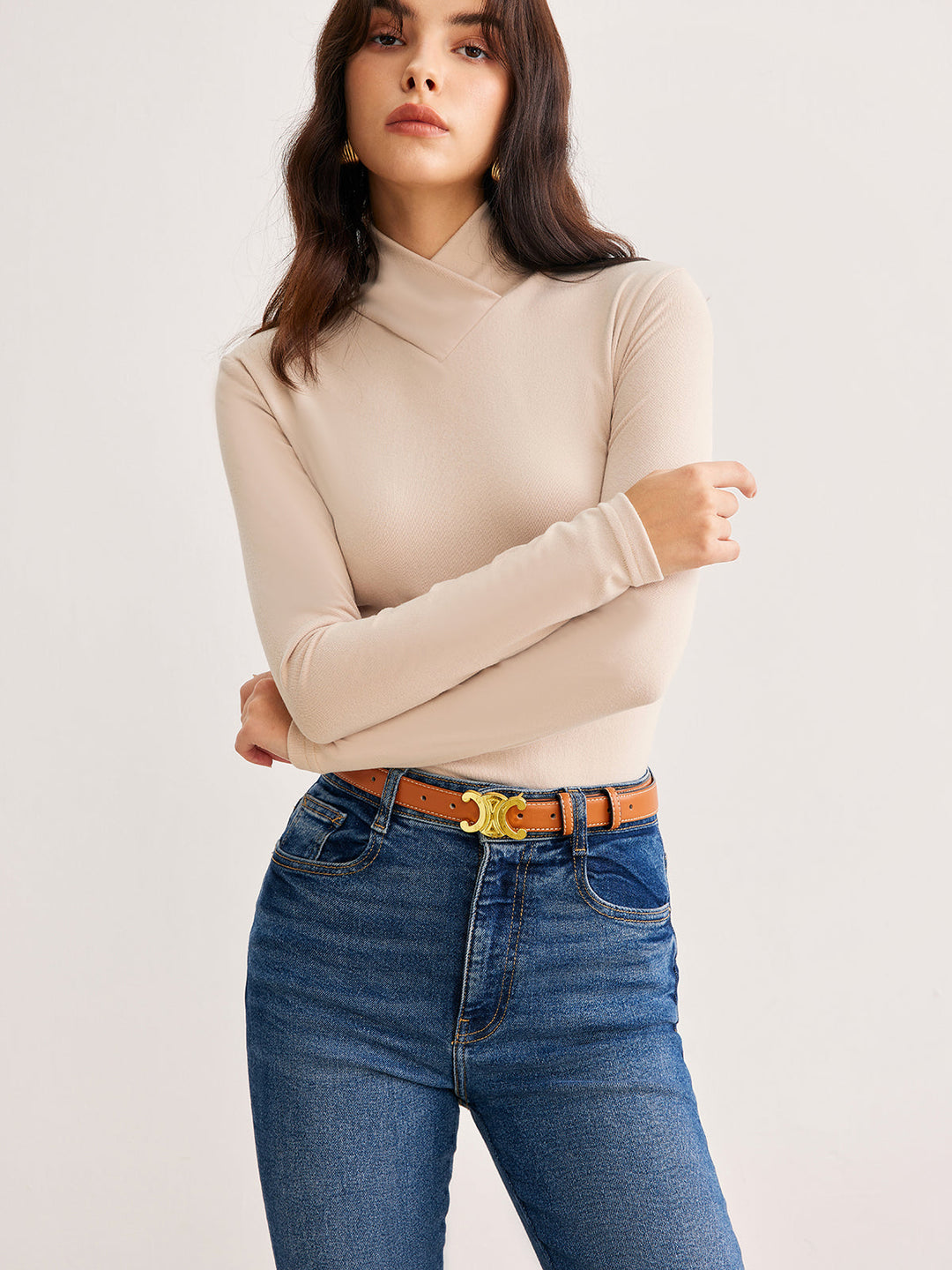 Çapraz Yaka İnce Jersey Üst - Svelte Chic