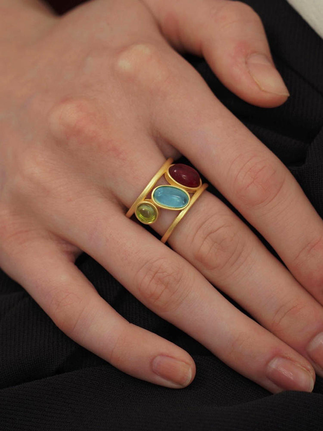 Renkli Taşlı İstifleme Yüzük - Svelte Chic
