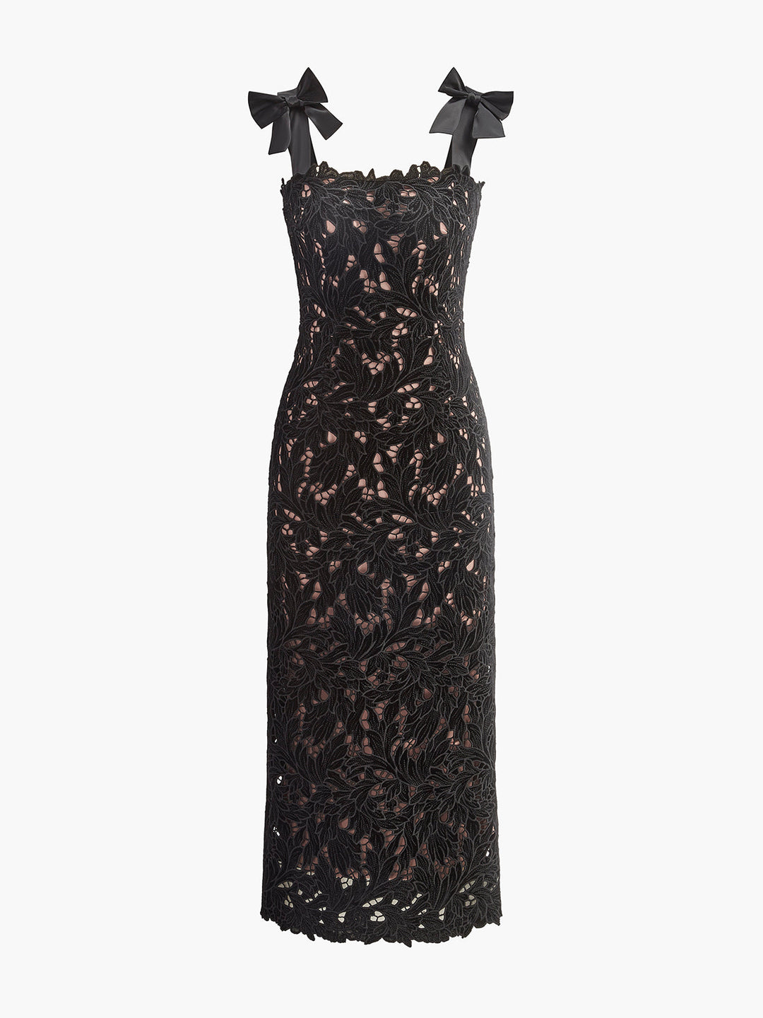 Şık Kemer Askılı Cazibeli Çiçek Desenli Jakarlı Elbise