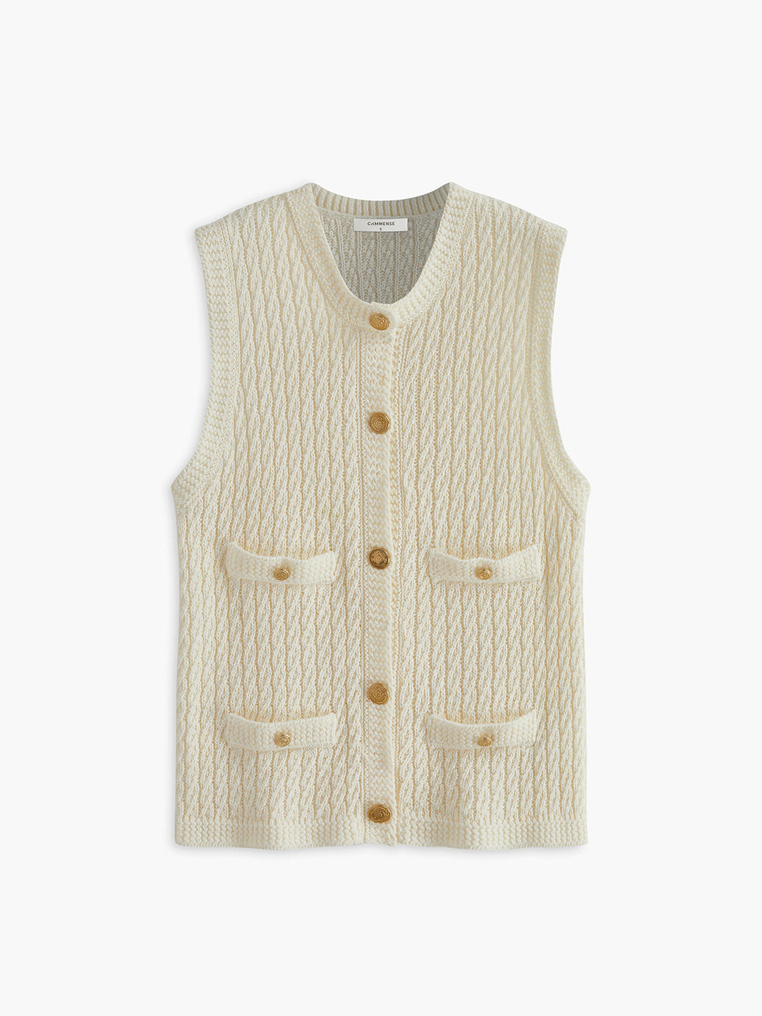 Elegant Golden Breasted Sweater Vest - Şık ve Zarif Tasarım