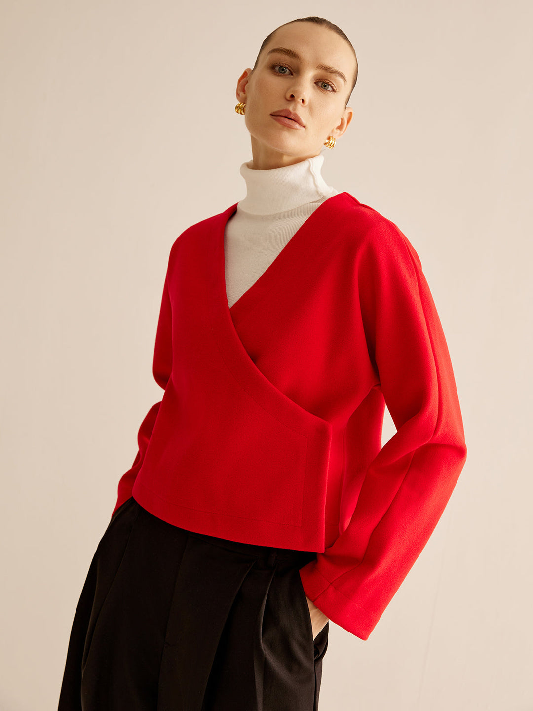 V-Yaka Çapraz Ceket, Svelte Chic