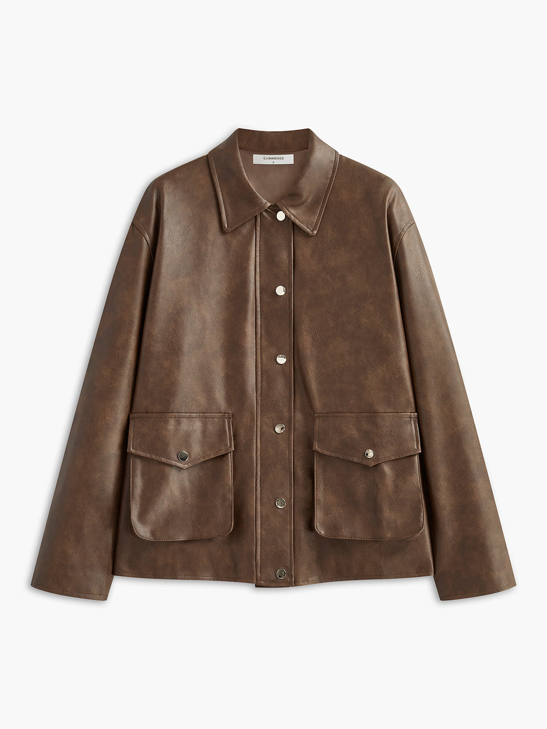 Düğmeli Kargo PU Deri Ceket - Svelte Chic