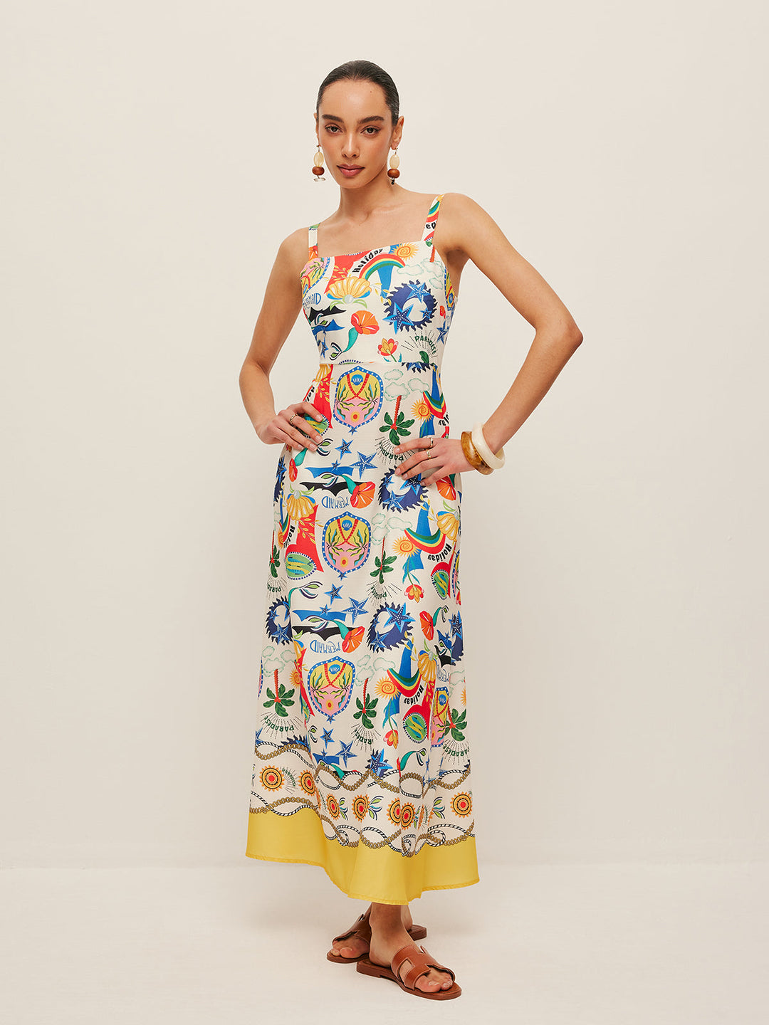 Canlı Desenli Askılı Elbise - Svelte Chic