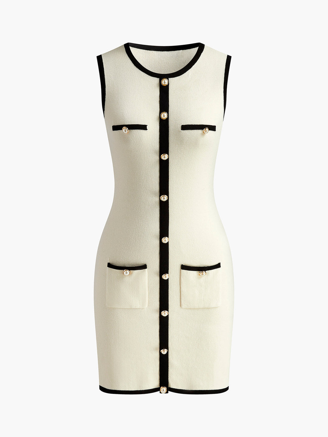 Büzgülü Kontrast Kenar Detaylı Yumuşak Triko Elbise - Svelte Chic