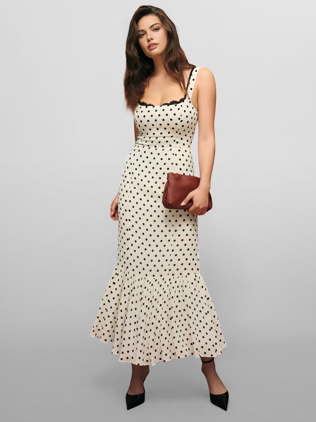 Puantiyeli Baskılı Cami Uzun Elbise - Svelte Chic