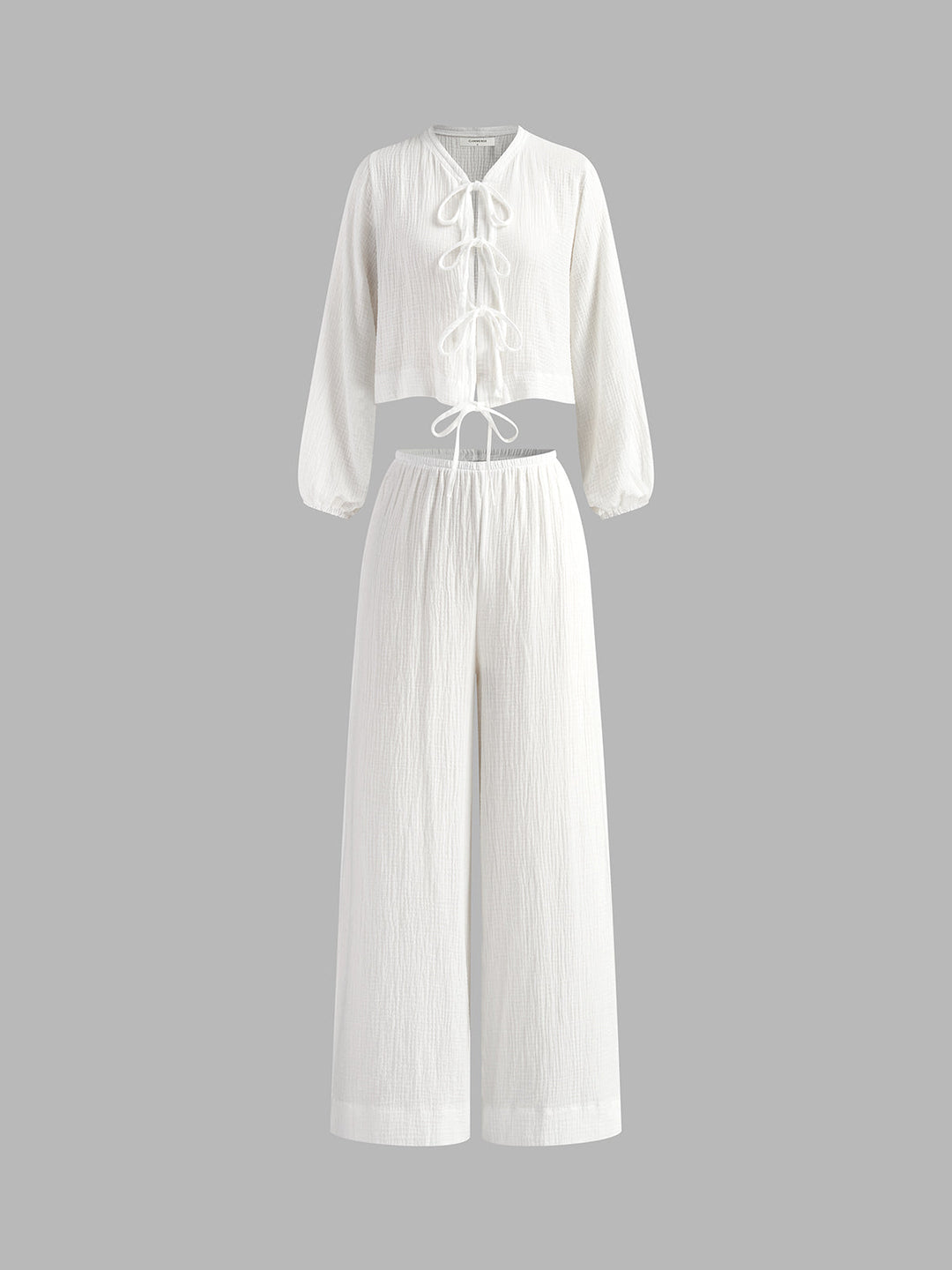 Svelte Chic Pamuklu Kravat Önlü Pantolon Takımı