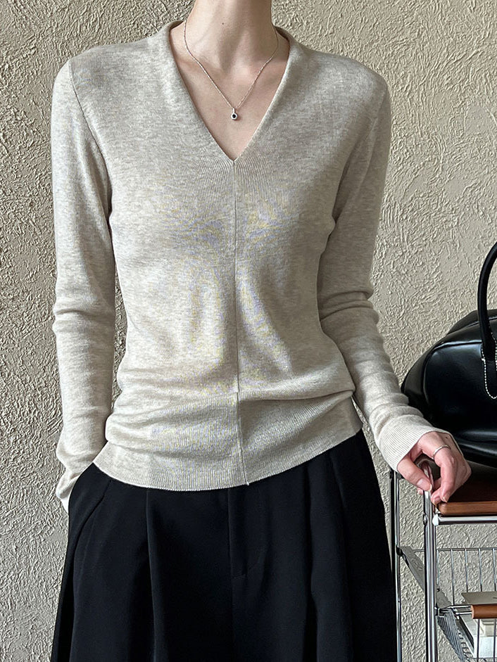 Yün karışımlı pipingli triko üst, Svelte Chic