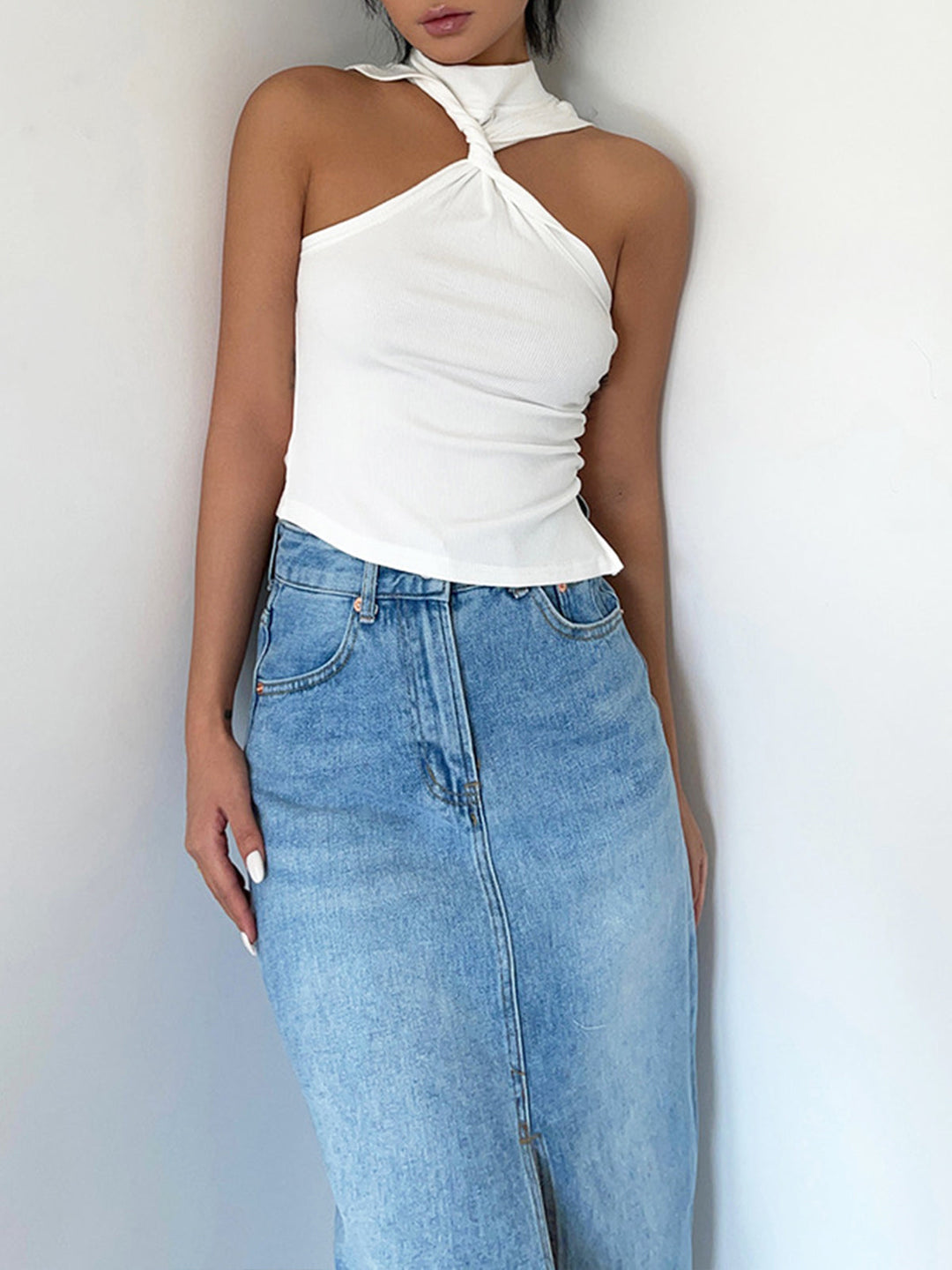 Kolsuz Asimetrik Düğümlü Üst - Svelte Chic