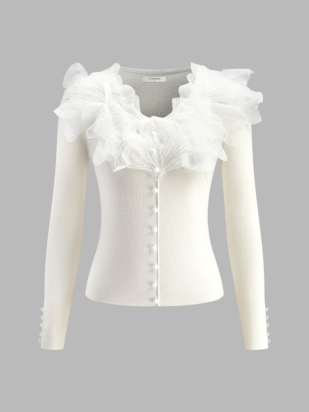 Dantel Yaka İncili Örgü Bluz, kadın modası, şık tasarım