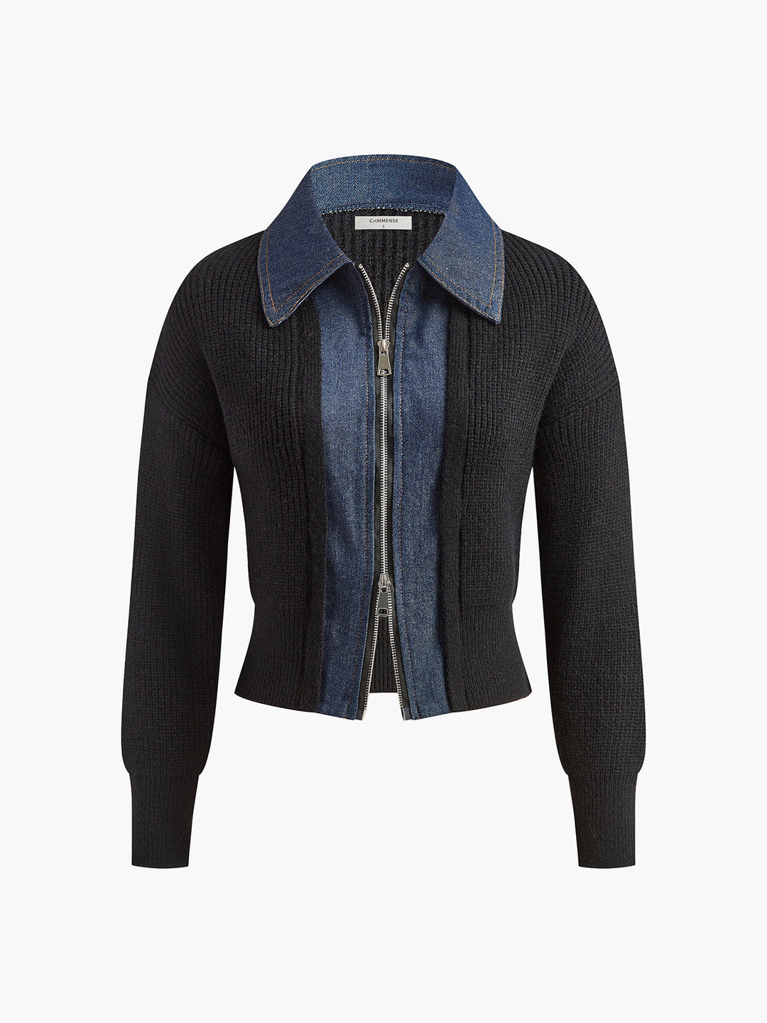 İki Yönlü Fermuarlı İnce Yaka Kısa Ceket