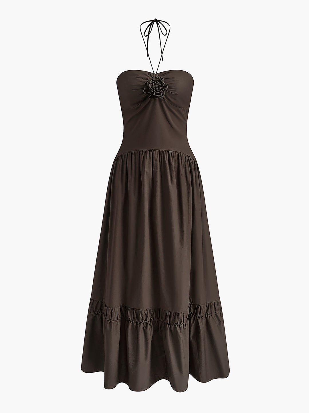 Cotton Panel Pleated Halter Dress - Svelte Chic kadın modası