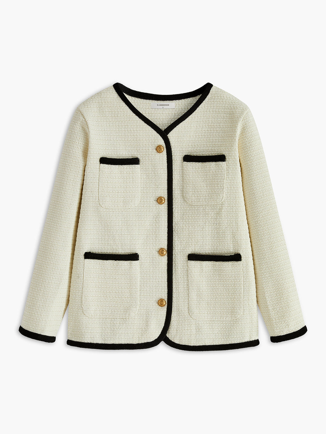 Şık Kontrast Dikiş Cepli Blazer modelinin ön görünümü