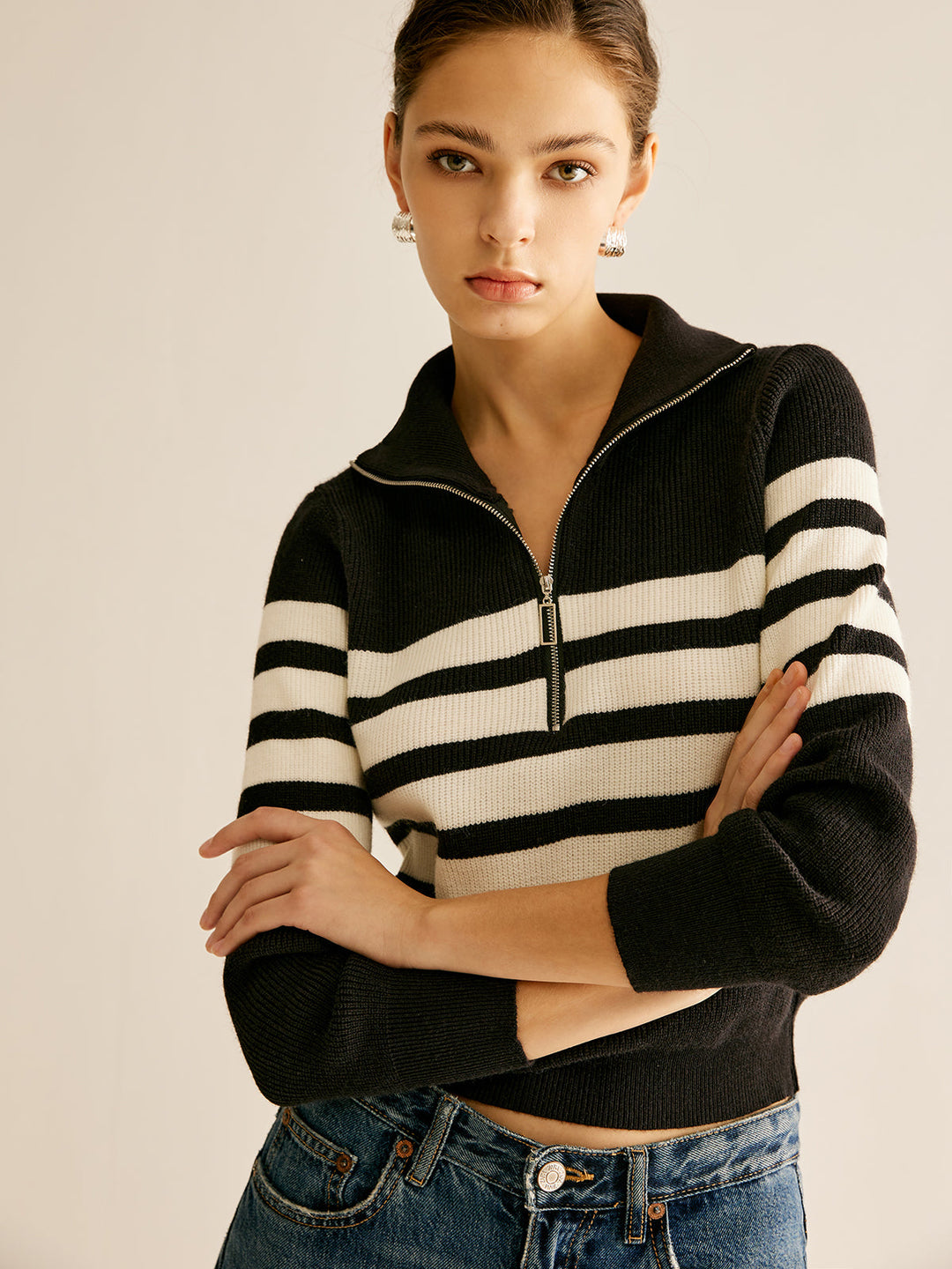 Cipdemeli Çizgili Triko Üst - Svelte Chic