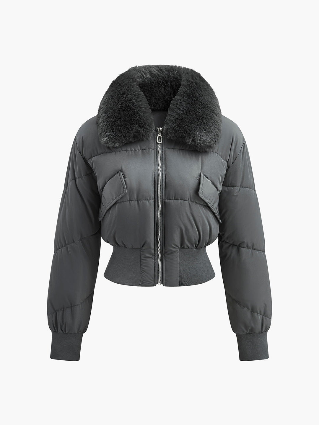 Sentetik Kürk Fermuarlı Kış Kabanı, Svelte Chic