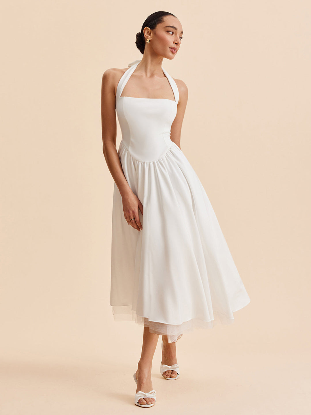 Svelte Chic Şık Halter Sırt Dekolteli Kolsuz Elbise