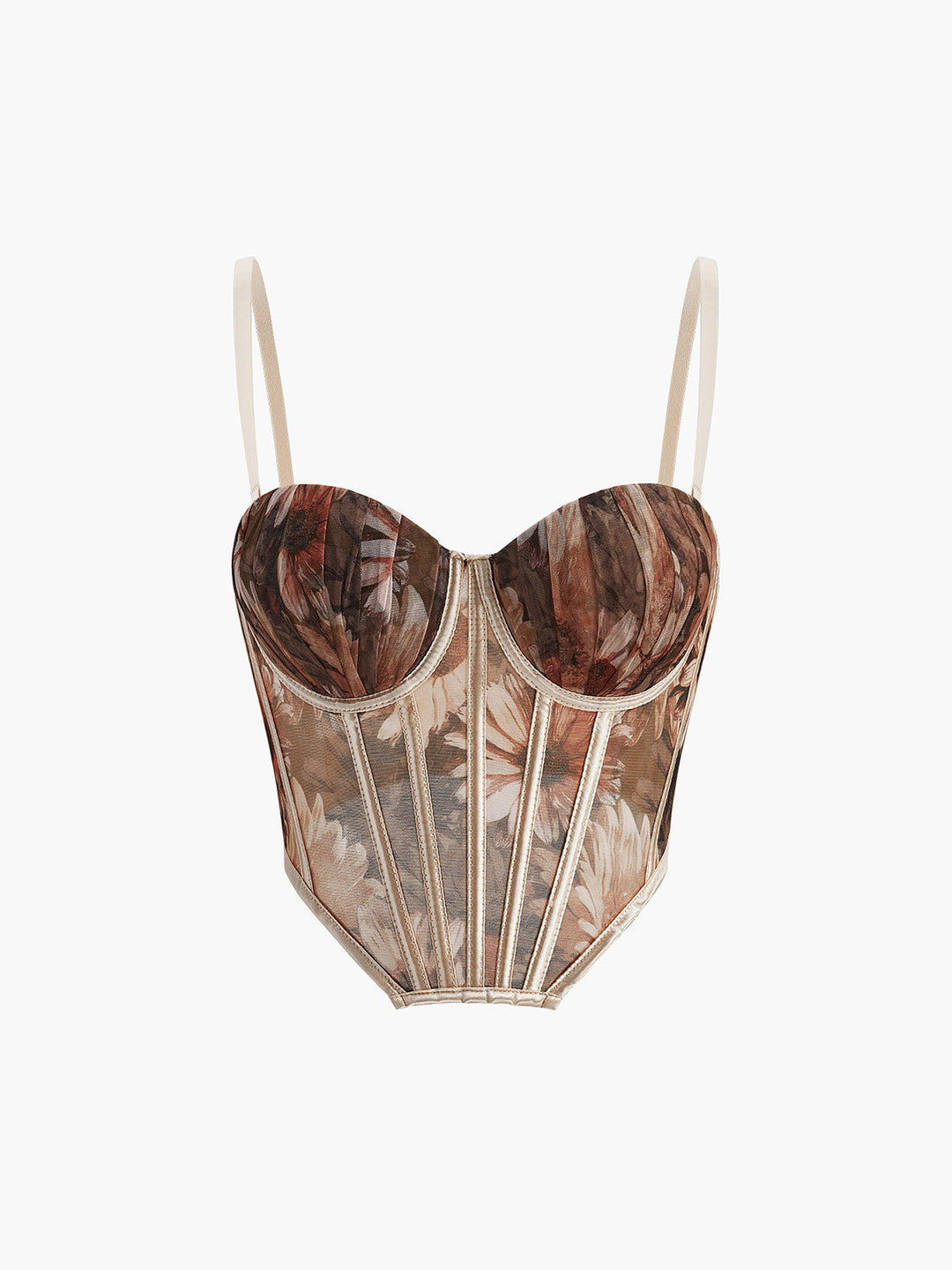 Çiçek Desenli Kalp Yaka Korse Elbise