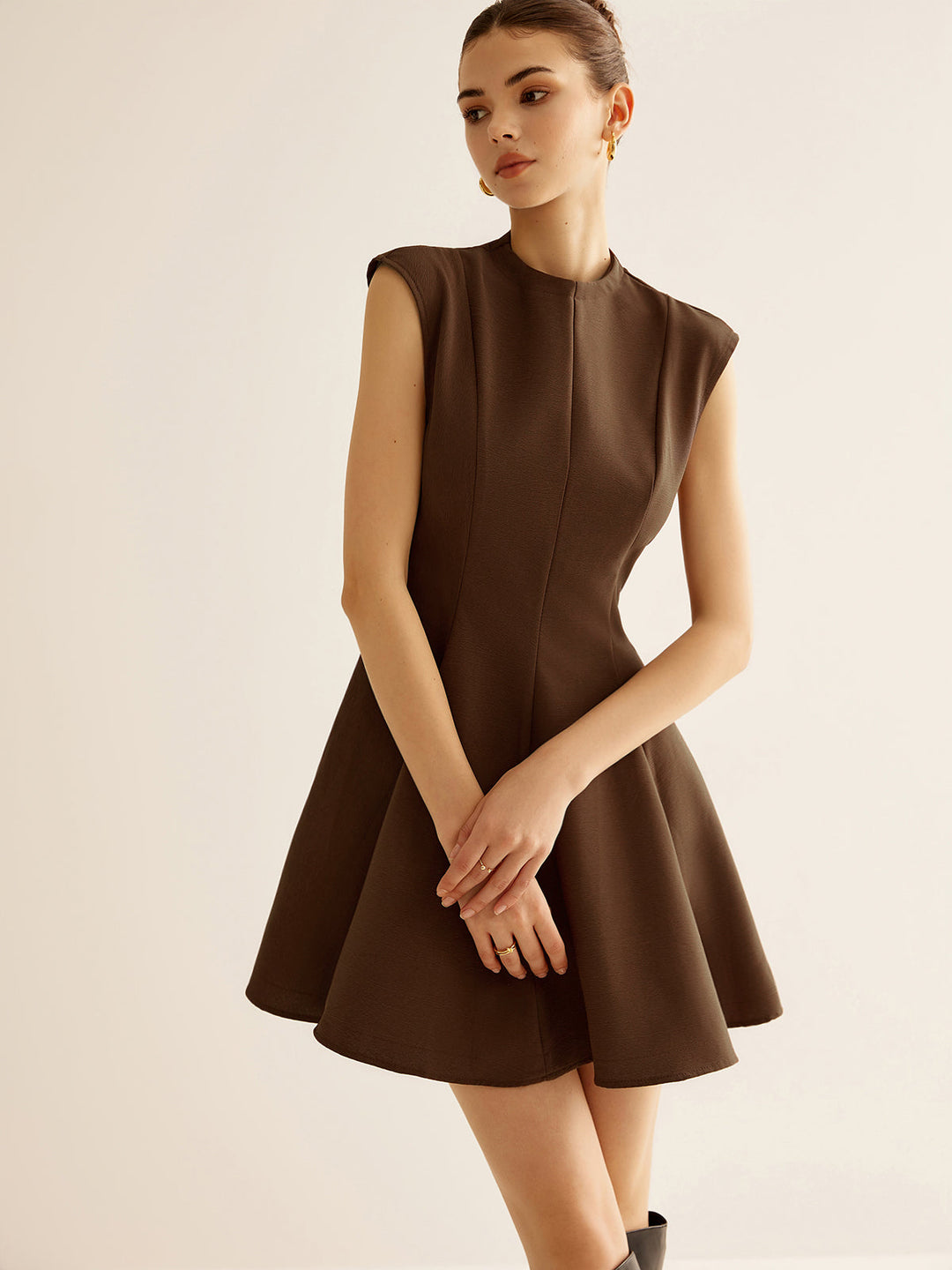 Plise Piping Fermuarlı Tank Elbise, Svelte Chic