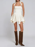 Firmin Halter Neck Satin Mini Dress - White — Svelte Chic