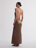 Drika Open Back Chain Detail Sequin Maxi Dress — Svelte Chic