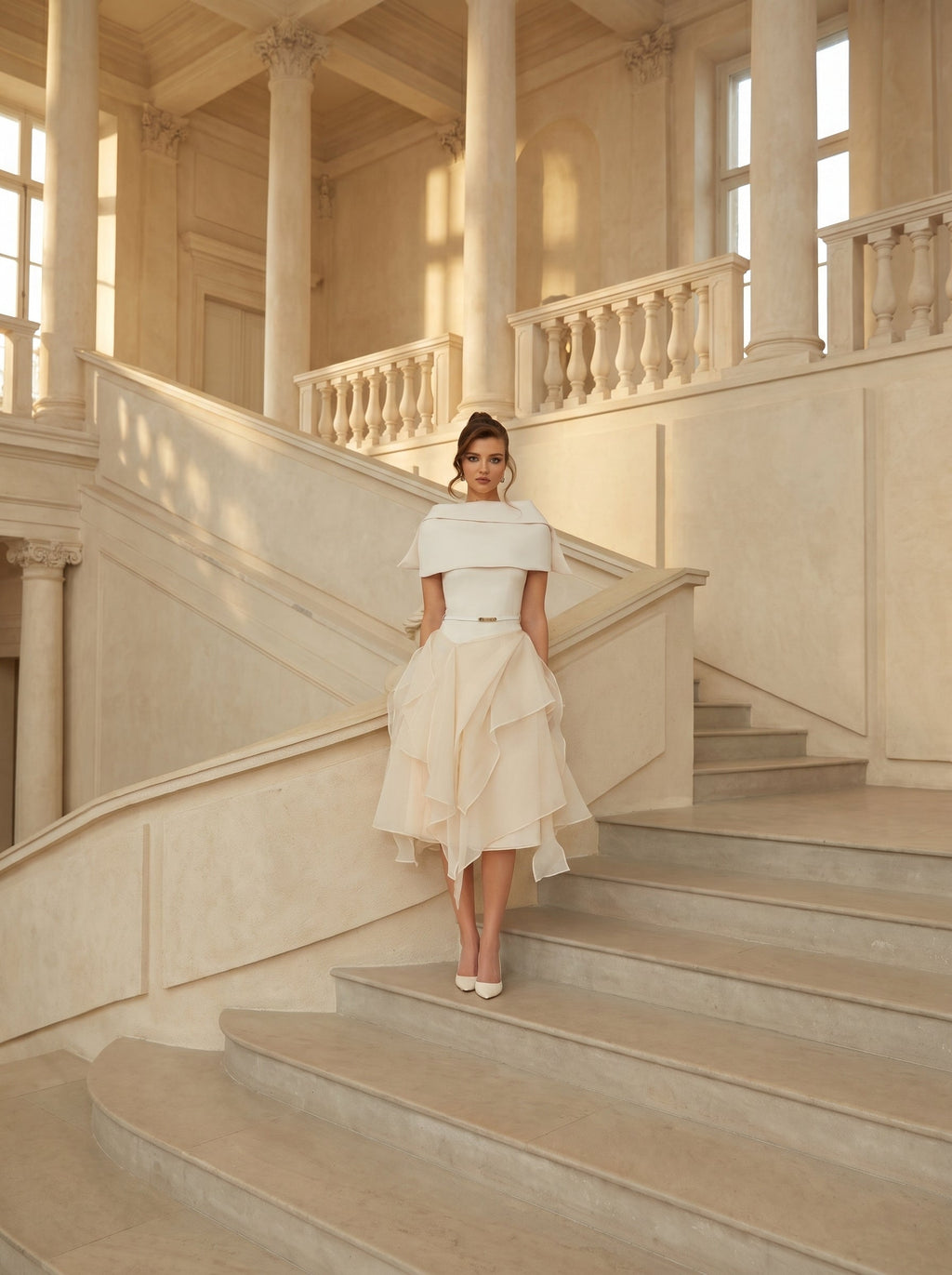 Aria Asymmetric Shawl and Tulle Dress Set — Svelte Chic