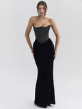 Persephone Velvet Strapless Corset Maxi Dress — Svelte Chic