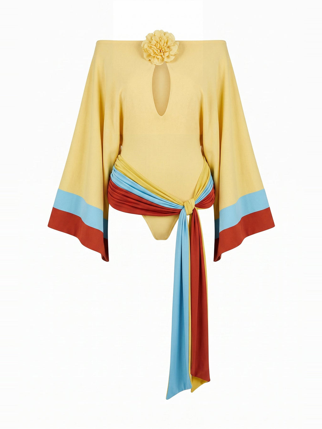 Kendrew Off-Shoulder Flower Detail Cutout Playsuit - Yellow — Svelte Chic