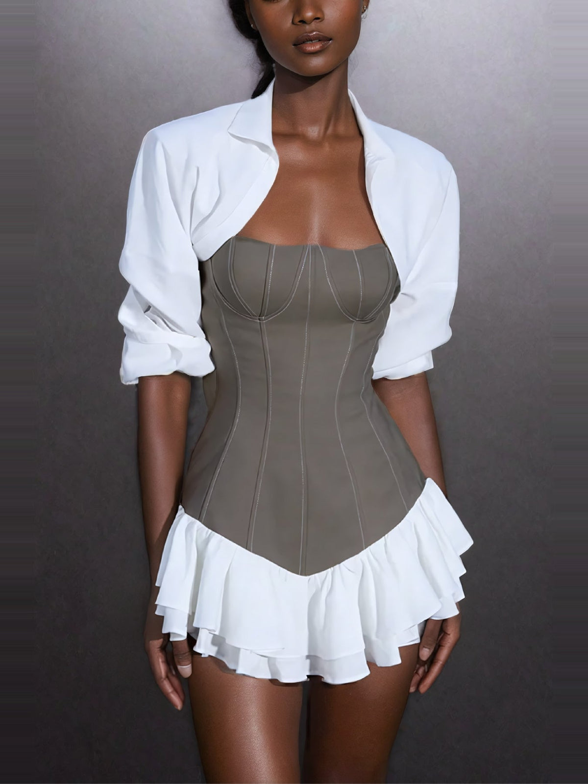 Abilene Ruffle Strapless Corset Mini Dress — Svelte Chic