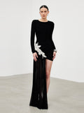 Ichirou Long Sleeve Embroidered Mesh Mini Dress — Svelte Chic