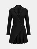 Asymmetric Button Pleated Blazer Mini Dress in Black — Svelte Chic