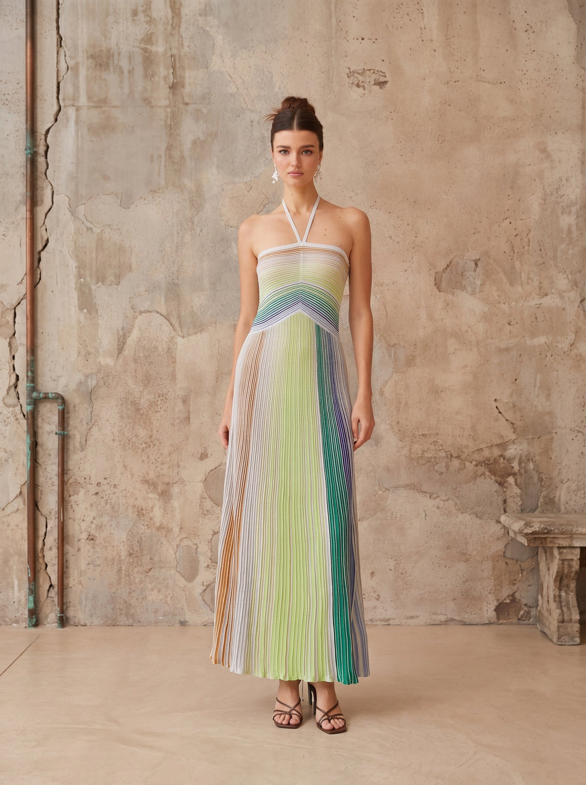 Metallic Knit Open Back Maxi Dress — Svelte Chic