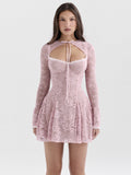 Alice Floral Lace Shawl Detail Mini Dress — Svelte Chic
