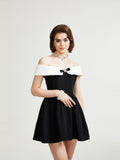 Deniece Off-Shoulder Bow-Detail Mini Dress - Black — Svelte Chic