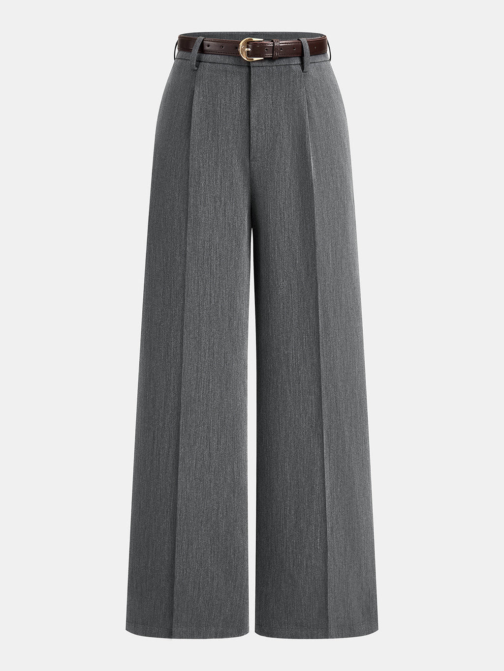 Pleated Belted Wide Leg Tailored Pants in Grey — Svelte Chic