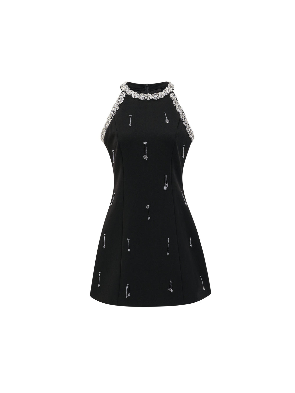 Babette Crystal Round Neck Mini Dress — Svelte Chic