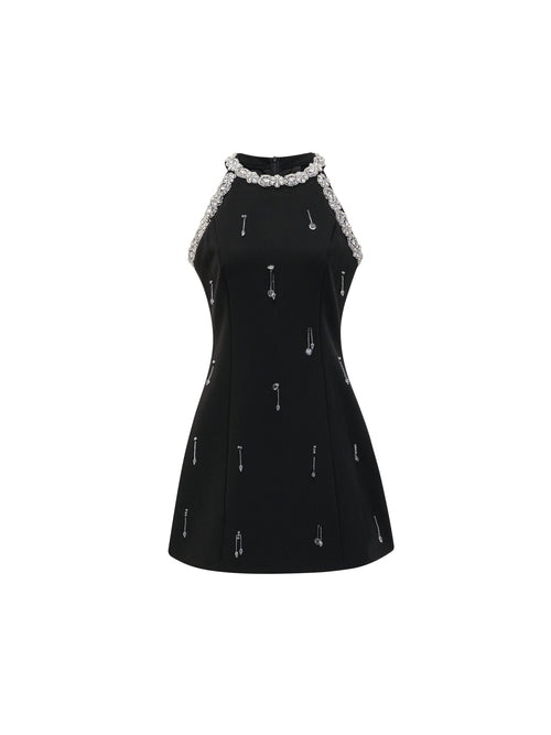 Babette Crystal Round Neck Mini Dress — Svelte Chic