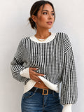 Color Block Striped Oversized Knit Sweater - Black — Svelte Chic
