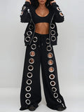 Daniyal Hooded Eyelet-Detail Pants Set - Black — Svelte Chic