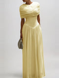 Daniel Draped Shawl Collar Gathered Maxi Dress — Svelte Chic
