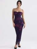 Aiza Floral-Print Lace-Up Maxi Dress - Grape — Svelte Chic