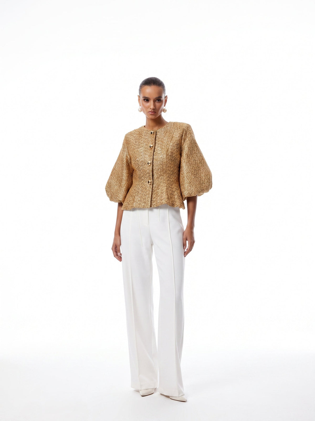 Clothilde Sequin Tweed Peplum Jacket — Svelte Chic