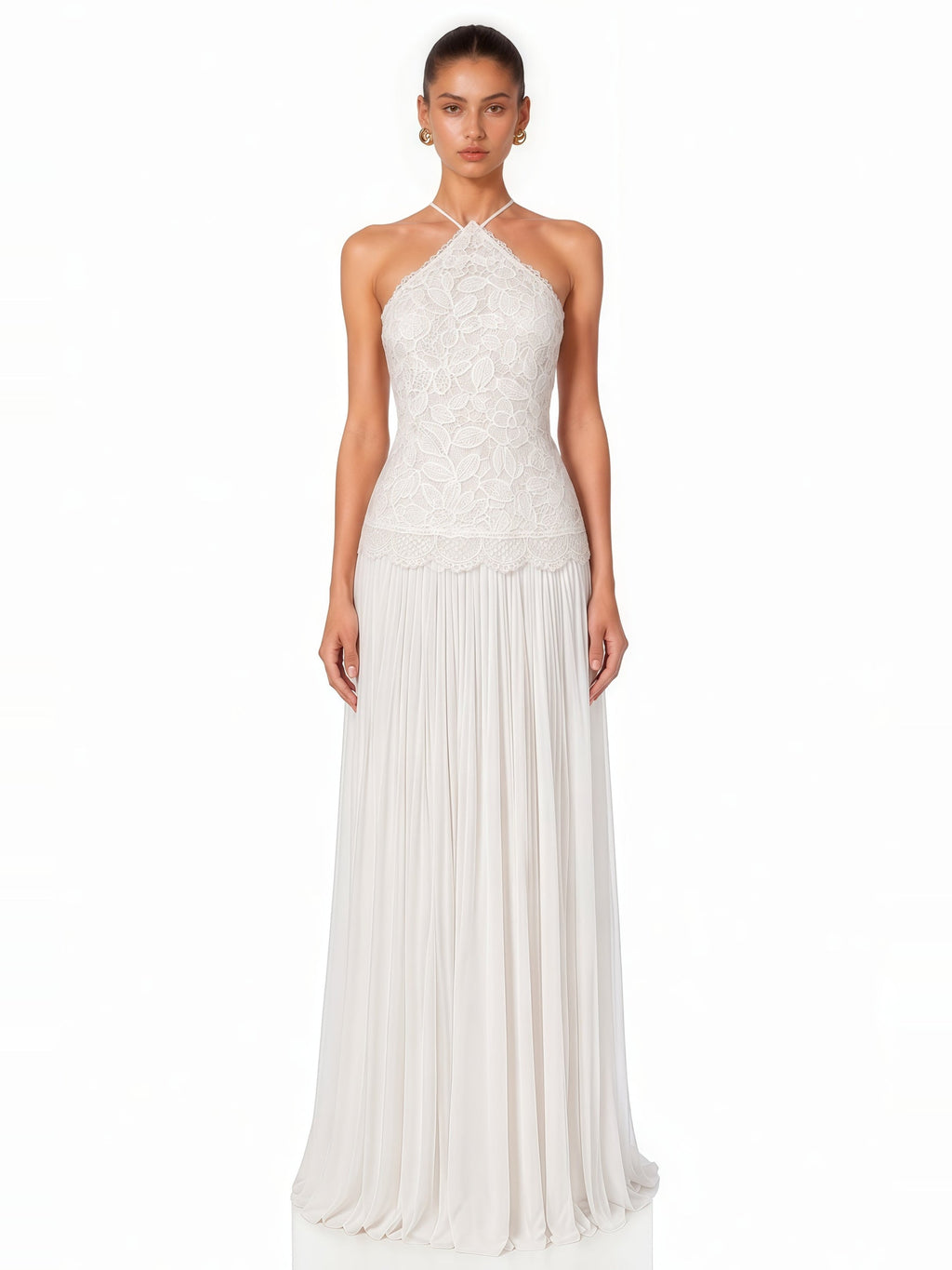 Lucille Halter Lace Chiffon Maxi Dress — Svelte Chic