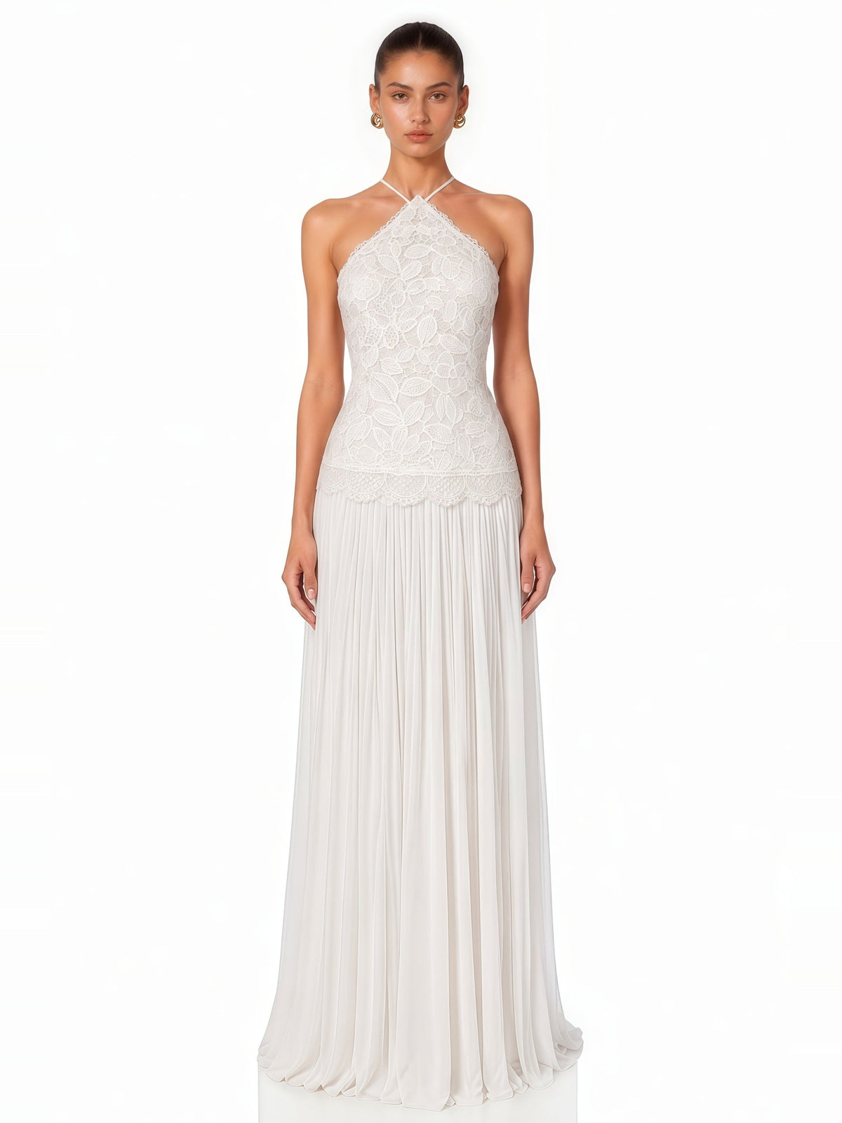 Lucille Halter Lace Chiffon Maxi Dress — Svelte Chic