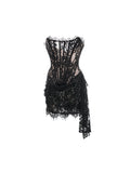 Kylitha Lace Bow-Detail Strapless Mini Dress - Black — Svelte Chic