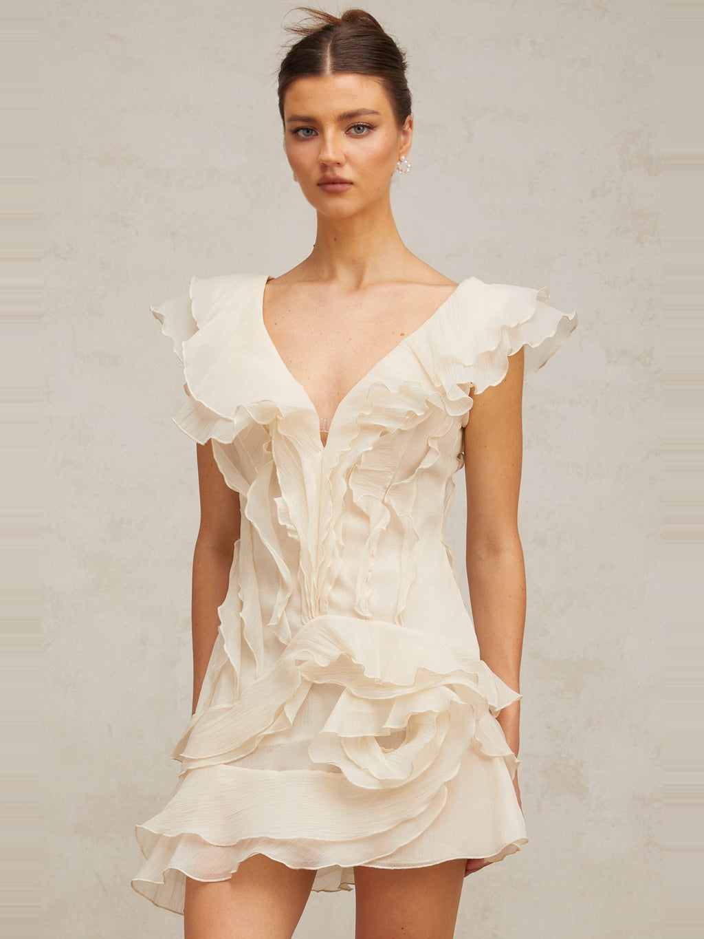 Helene Floral Layered Ruffle Mini Dress — Svelte Chic