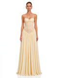 Joelle Halter Lace Corset Maxi Dress in Yellow — Svelte Chic