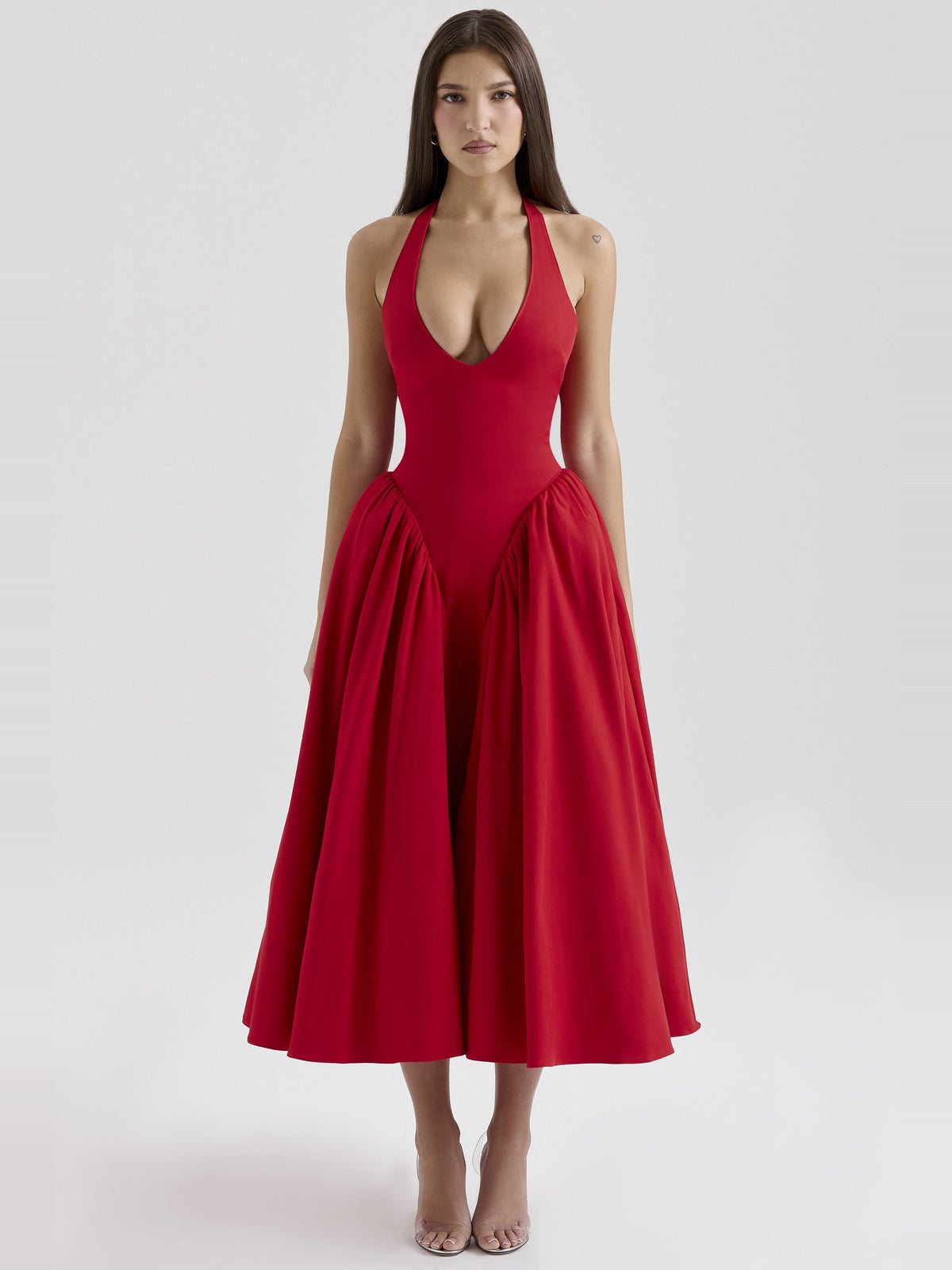 Marilyn Halter Tie Neck Midi Dress — Svelte Chic