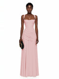 Sanne Gathered Corset Square Neck Maxi Dress in Pink — Svelte Chic